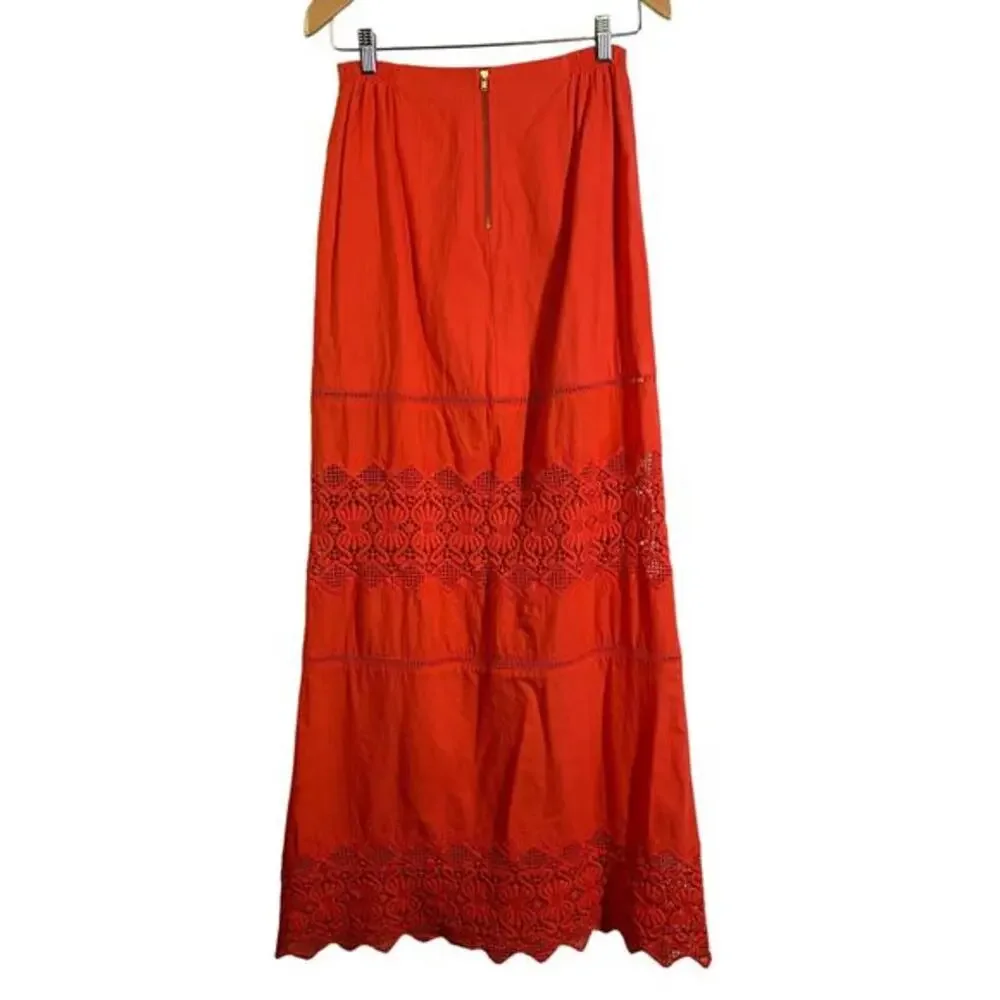NIGHTCAP Skirt Maxi Exposed Zipper Crocheted‎ Lace Tiered Boho Carissa Renee